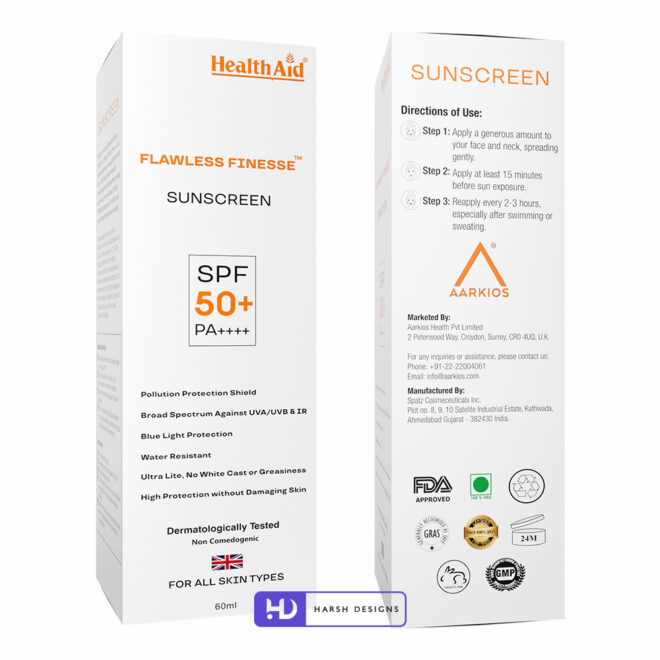 HealthAid SunScreen - Aarkios Product Design - Lable Designs - Package Design - Graphic Designing Service in Hyderabad 1
