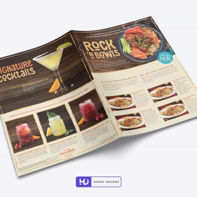 Rock N Bowls - Hard Rock CAFE - Brochure Design - Catalogue Design - Print Design - Corporate Identity and Business Stationery Design - Harsh Designs