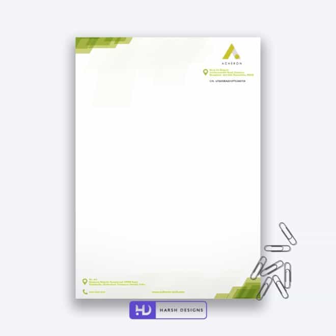 Acheron Letter Head Design - Corporate Identity and Business Stationery Design - Harsh Designs - Graphic Designing Service in Hyderabad