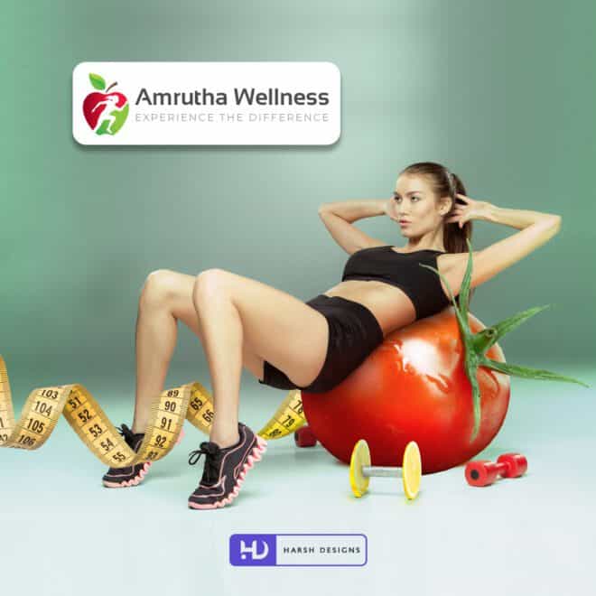 Amrutha Wellness - Experience The Diffrence - Corporate Logo Design - Graphic Designer Service in Hyderabad