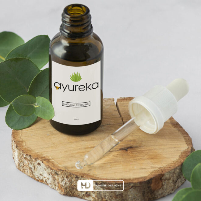 Ayureka wordmark logo design and Ayurvedic branding created by Harsh Designs logo design service in Hyderabad, India (1)