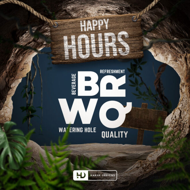 BRWQ Beverage Refreshment Watering Hole Quality wordmark logo design and pub branding created by Harsh Designs logo design service in Hyderabad, India (1)