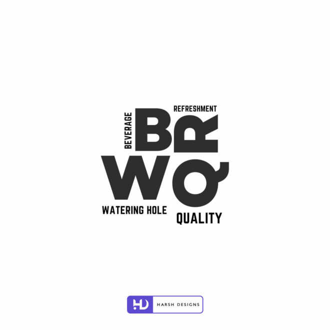 BRWQ Beverage Refreshment Watering Hole Quality wordmark logo design and pub branding created by Harsh Designs logo design service in Hyderabad, India (2)