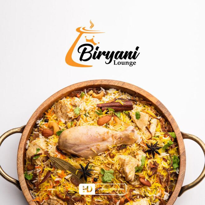 Biryani Lounge Milton combination logo design and restaurant branding created by Harsh Designs graphic designer service in Hyderabad, India (2)