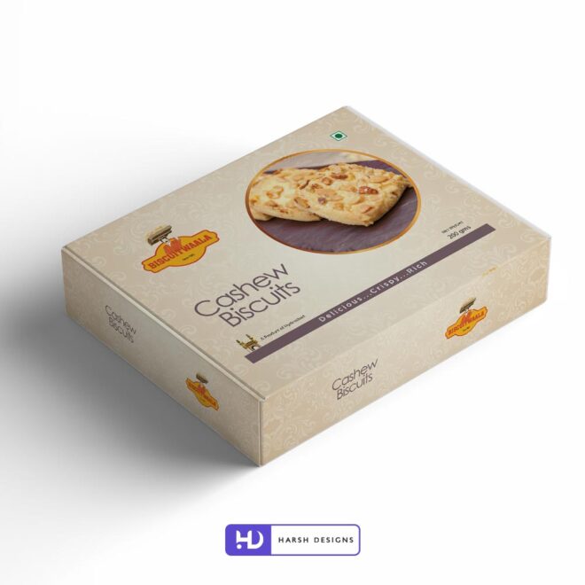Biscuitwaala Cashew Biscuits Package Design, Product Design, Label Design and Packaging Design Service in Hyderabad