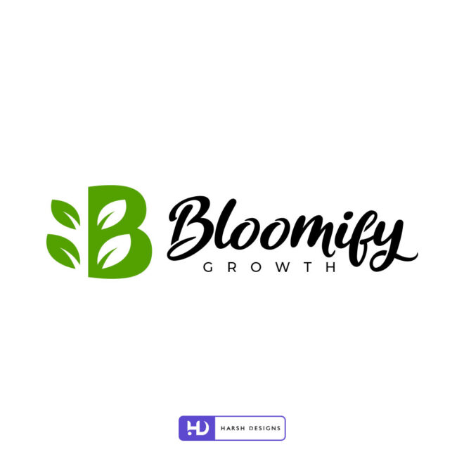 Bloomify emblem logo design with nature and eco-friendly branding created by Harsh Designs graphic designer service in Hyderabad, India (2)