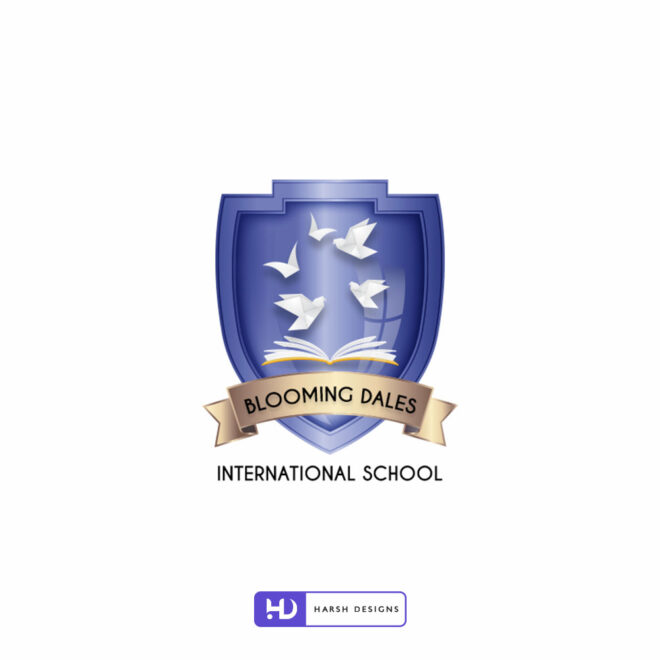 Blooming Dales International School emblem logo design and corporate branding created by Harsh Designs graphic designer service in Hyderabad, India (2)