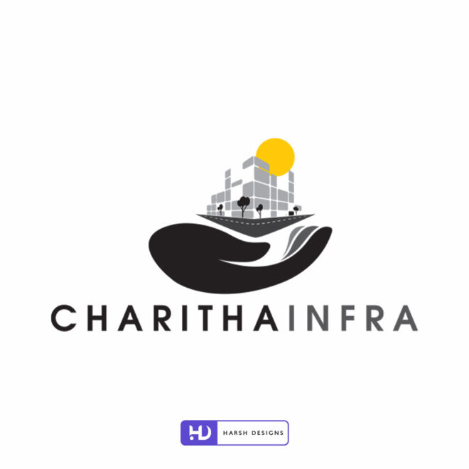 Charitha Infra construction and real estate abstract logo design with corporate branding created by Harsh Designs graphic designer service in Hyderabad, India (