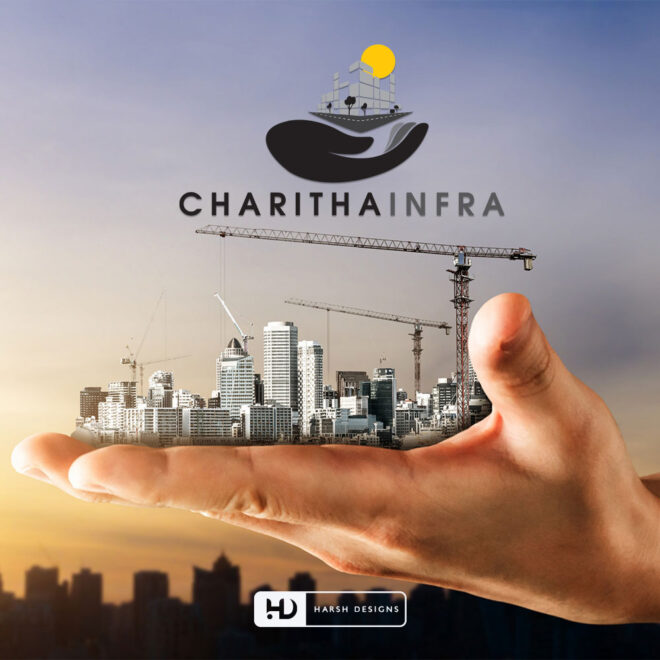 Charitha Infra construction and real estate abstract logo design with corporate branding created by Harsh Designs graphic designer service in Hyderabad, India (1)