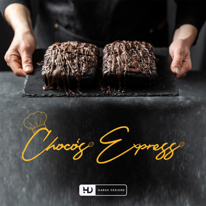 Choco's Express bakery logo design with combination mark and corporate branding created by Harsh Designs graphic designer service in Hyderabad, India (1)