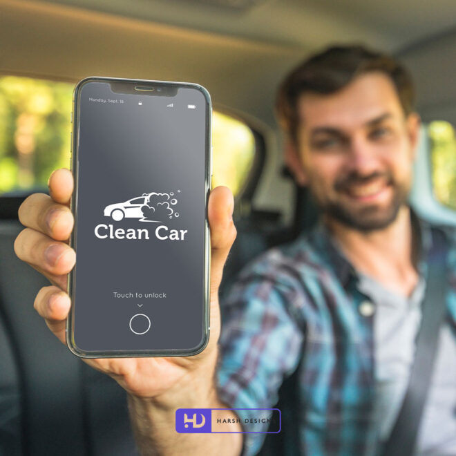 Clean Car service logo design with pictorial mark created by Harsh Designs logo design service in Hyderabad, Bangalore, and across India (1)