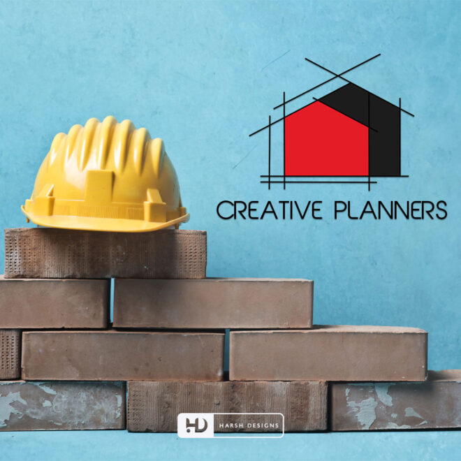 Creative Planners construction and real estate pictorial mark logo design with corporate branding created by Harsh Designs graphic designer service in Hyderabad, India (1)