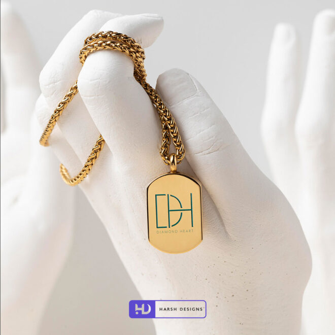 Diamond Heart monogram logo design for diamond studio and corporate branding created by Harsh Designs logo design service in Hyderabad, India (1)