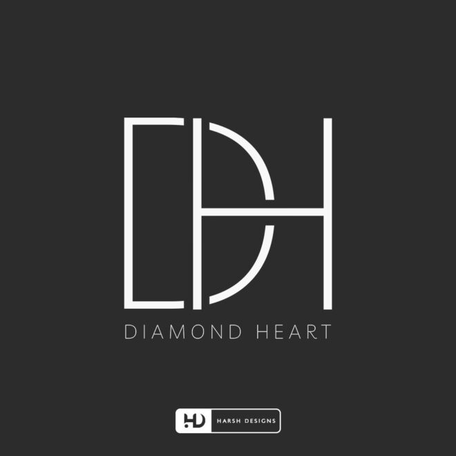 Diamond Heart monogram logo design for diamond studio and corporate branding created by Harsh Designs logo design service in Hyderabad, India (2)