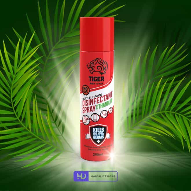 Disinfectant Spray - Tiger Brand Born to Rule - Product Design - Lable Designs - Package Design - Graphic Designing Service in Hyderabad 2