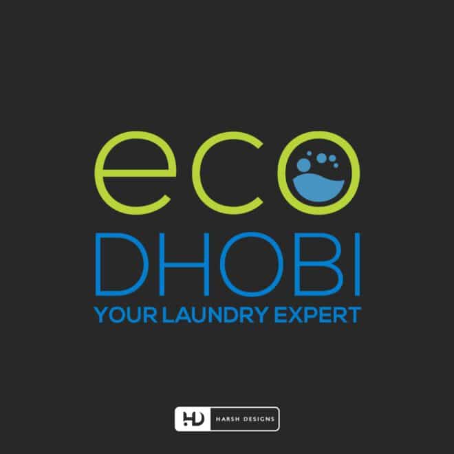 ECO DHOBI Your Laundry Expert - Laundry Logo Design - Abstract Logo Design - Washing Machine Logo Design - Corporate Logo Design - Graphic Designer Service in Hyderabad-2