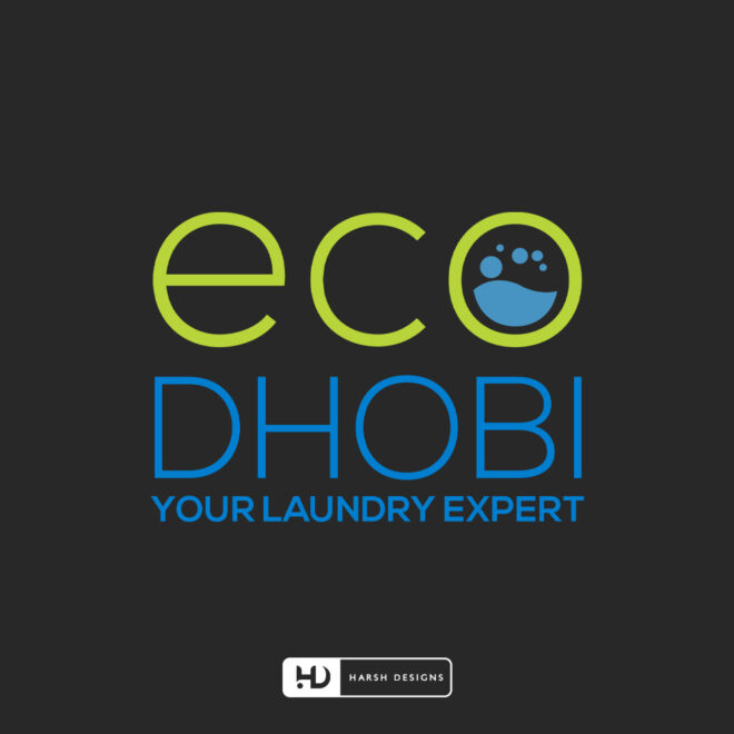 ECO DHOBI Your Laundry Expert abstract laundry logo design with washing machine concept created by Harsh Designs corporate graphic designer service in Hyderabad