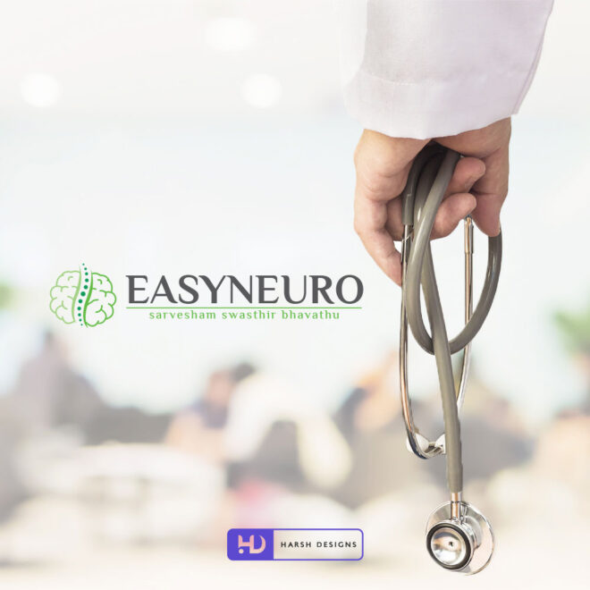 Easyneuro medical abstract logo design for hospital and healthcare corporate branding created by Harsh Designs graphic designer service in Hyderabad, India (1)