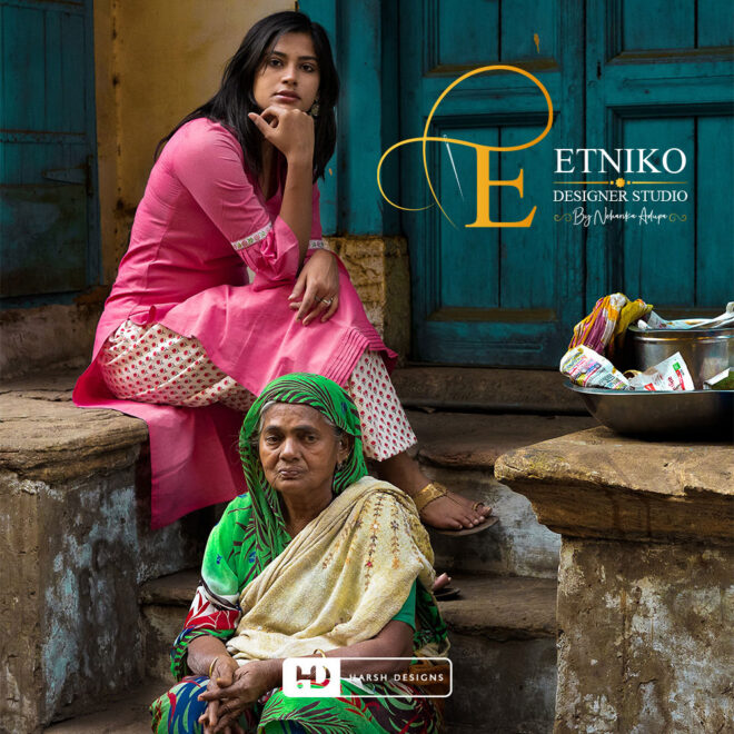 Etniko Designer Studio monogram logo design for fashion boutique and designer branding created by Harsh Designs logo design service in Hyderabad, India (1)
