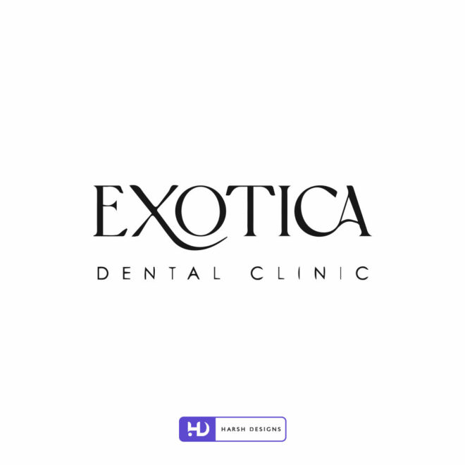 Exotica Dental Clinic wordmark logo design for dental healthcare branding created by Harsh Designs logo design service in Hyderabad, India (2)
