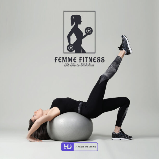 Femme Fitness Fit Fierce Fabulous women gym logo design with pictorial mark and corporate branding created by Harsh Designs grap (1)