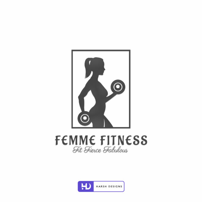Femme Fitness Fit Fierce Fabulous women gym logo design with pictorial mark and corporate branding created by Harsh Designs grap (2)