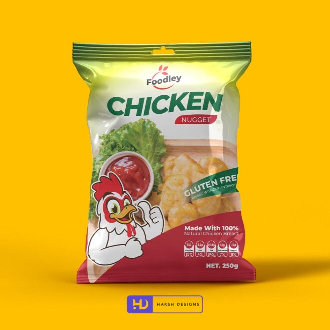 Foodley Chicken Nugget Pouch Packaging Design, Product Design in Hyderabad, Package Design and Graphic Design Service in Hyderab (1)