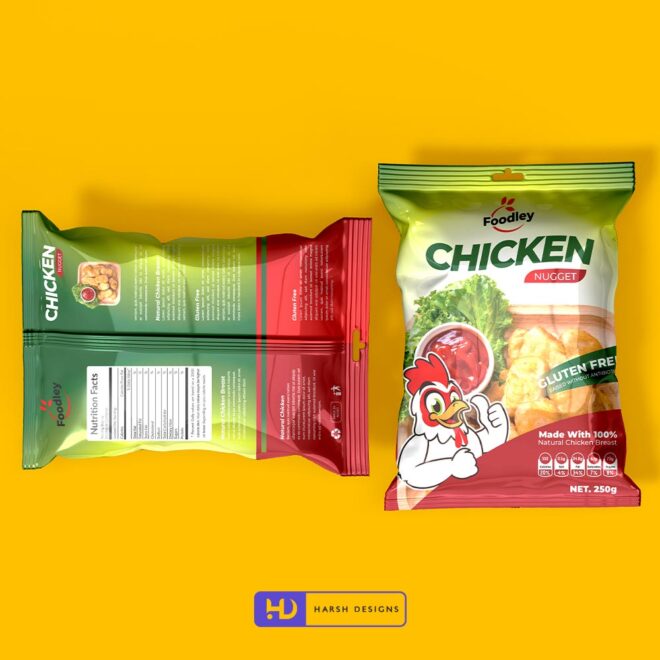 Foodley Chicken Nugget Pouch Packaging Design, Product Design in Hyderabad, Package Design and Graphic Design Service in Hyderab (2)