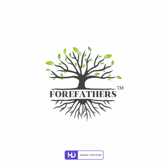 Forefathers herbal logo design with pictorial mark and nature-inspired corporate branding created by Harsh Designs graphic designer service in Hyderabad, India