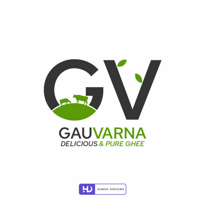 Gauvarna milk dairy farm monogram logo design for dairy branding created by Harsh Designs logo design service in Hyderabad, Bangalore, and across India (2)