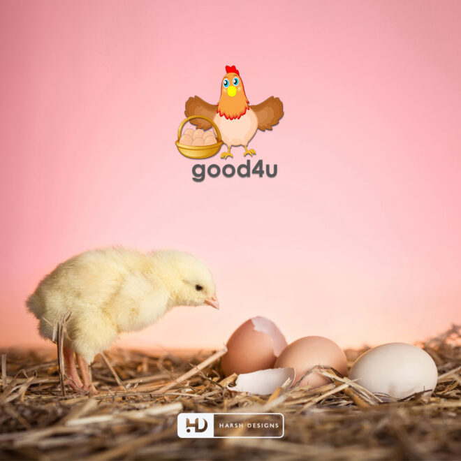 Good4U food mascot logo design with egg character illustration for kitchen and restaurant branding created by Harsh Designs grap (1)