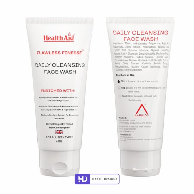 Health Aid Daily Cleansing Face Wash Outer Box and Tube Design, Product Design, Label Design and Packaging Service in Hyderabad (2)