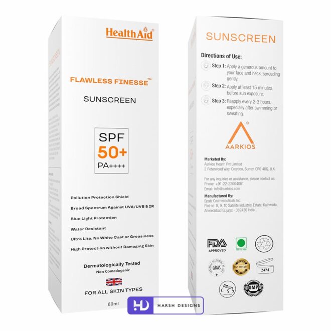 Health Aid Sunscreen Outer Box and Tube Design, Product Design, Label Design and Packaging Design Service in Hyderabad (1)