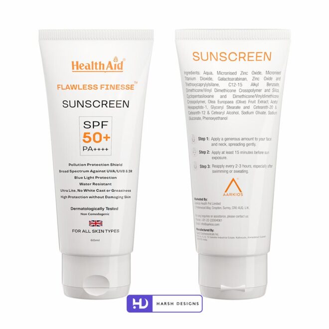 Health Aid Sunscreen Outer Box and Tube Design, Product Design, Label Design and Packaging Design Service in Hyderabad (2)