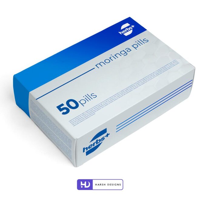 Herb+ Moringa Pills Outer Box and Tablets Strip Design, Product Design in Hyderabad, Package Design and Graphic Design Service (1)