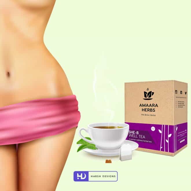 Herbal Tea for Women - She B Wellness Tea - Amaara Herbs We Brew Herbs - Product Design - Lable Designs - Package Design - Graphic Designing Service in Hyderabad 2