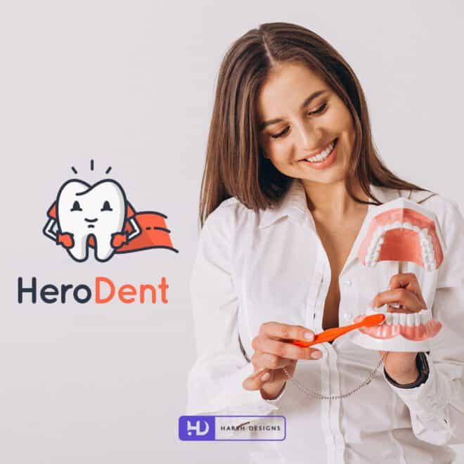 Hero Dent - Dentist Logo - Pictorial Mark Logo Design - Dental Logo - Logo Design in India - Logo Design in Hyderabad - Logo Design in Bangalore