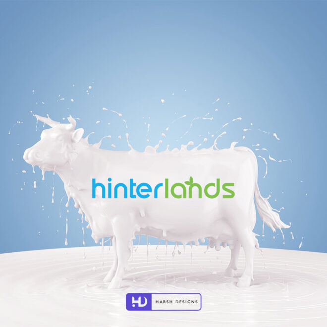 Hinter Lands milk dairy farm pictorial logo design for dairy products branding created by Harsh Designs logo design service in Hyderabad, Bangalore, and across In (1)