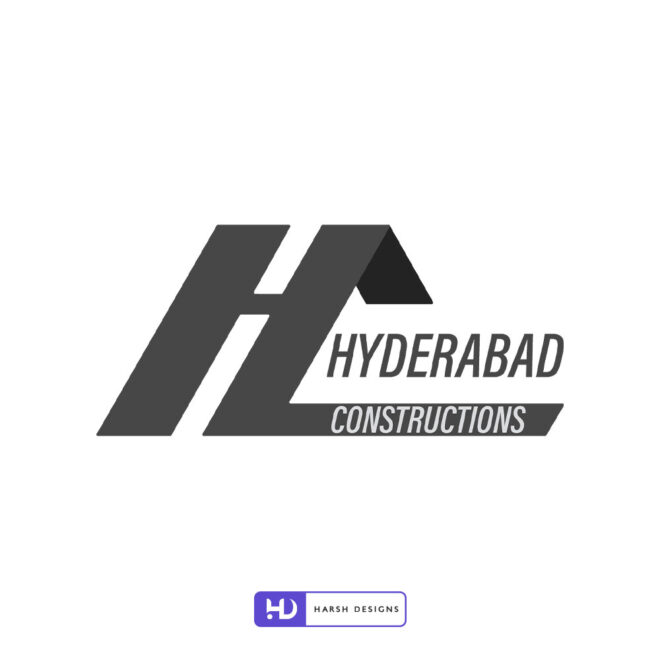 Hyderabad Constructions monogram logo design for construction and real estate corporate branding created by Harsh Designs logo design service in Hyderabad,