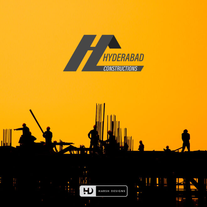 Hyderabad Constructions monogram logo design for construction and real estate corporate branding created by Harsh Designs logo design service in Hyderabad, Bangalore, and (1)
