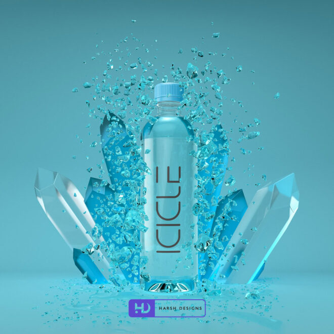 ICICLE wordmark logo design for water bottle and beverage branding created by Harsh Designs logo design service in Hyderabad, India (1)