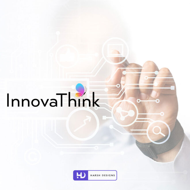 InnovaThink abstract IT logo design for technology and corporate branding created by Harsh Designs logo design service in Hyderabad, India (1)