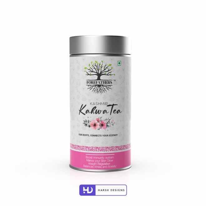 Kashmir Kahwa Tea Box Design, Forefathers Premium Tea Product Design, Label Design and Packaging Design Service in Hyderabad (1)