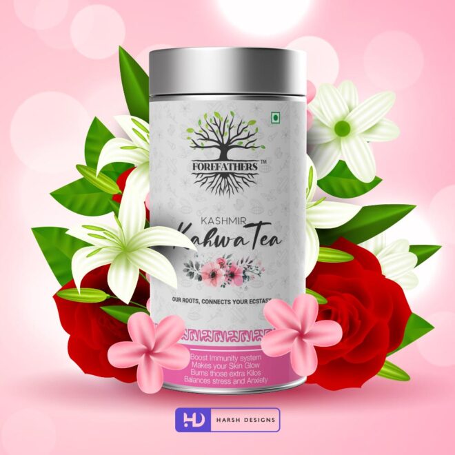 Kashmir Kahwa Tea Box Design, Forefathers Premium Tea Product Design, Label Design and Packaging Design Service in Hyderabad (2)