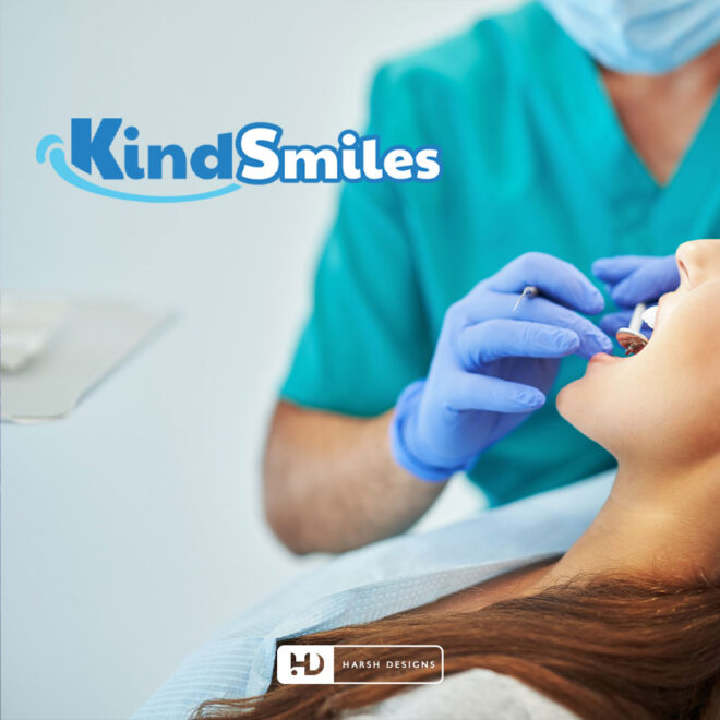 KindSmiles dental pictorial mark logo design for clinic and oral healthcare branding created by Harsh Designs graphic designer service in Hyderabad, India (1)