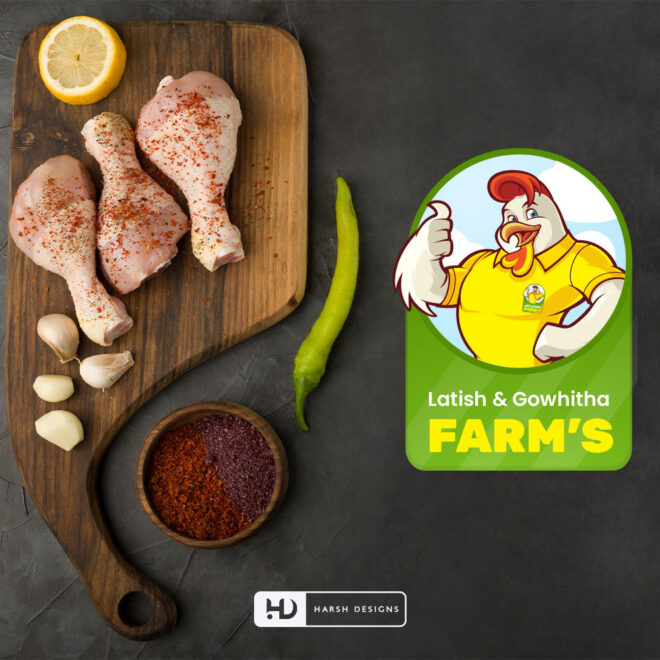 L&G Farms organic food mascot logo design with hen illustration for poultry branding created by Harsh Designs graphic designer service in Hyderabad, India (1)