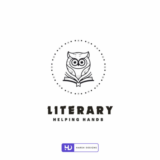 Literacy Helping Hands education emblem logo design for NGO and corporate branding created by Harsh Designs graphic designer service in Hyderabad, India (2)