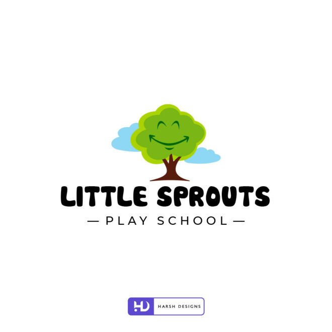 Little Sprouts mascot logo design for play school and kids brand branding created by Harsh Designs graphic designer service in Hyderabad, India (2)