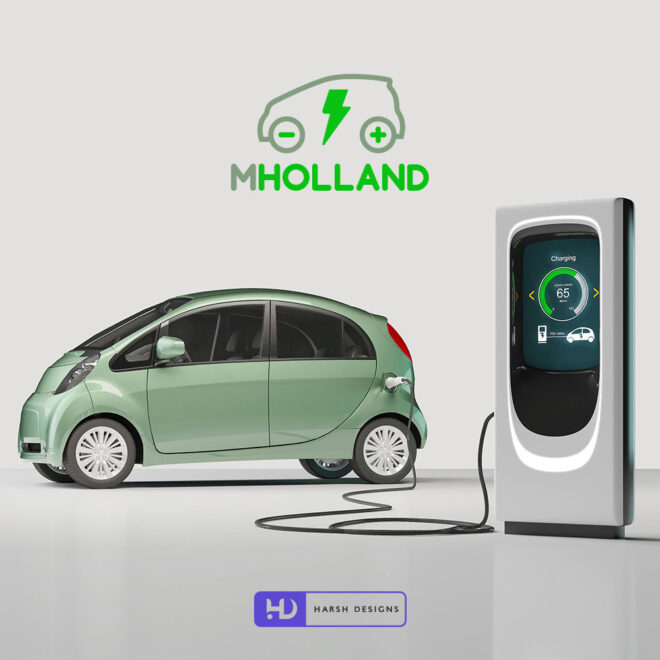 MHolland pictorial mark logo design for electric car and automobile branding created by Harsh Designs logo design service in Hyd (1)