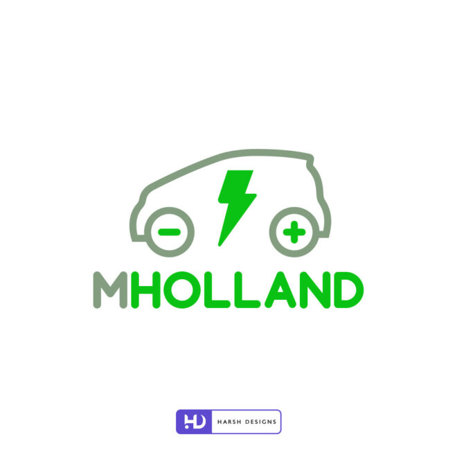 MHolland pictorial mark logo design for electric car and automobile branding created by Harsh Designs logo design service in Hyd (2)